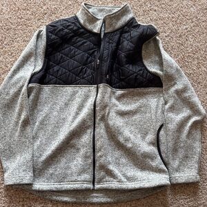 ZYIA Men's Quilted Olive Ash Cabin Full Zip Jacket Medium Gray Black Long Sleeve